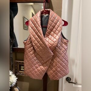 Soft Surroundings Pink Diamond Quilted Snap Lined Vest Size XS puffer-like
